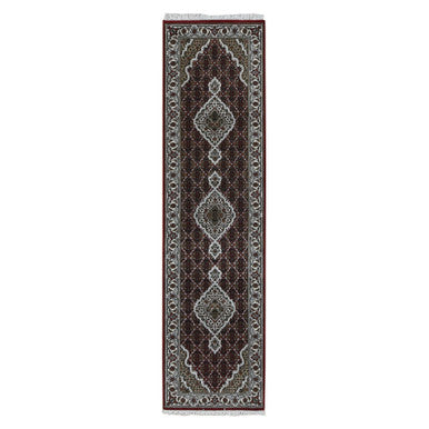Fine Oriental Wool Hand Knotted Rug Red Ivory 2.8X10.5 -O087725