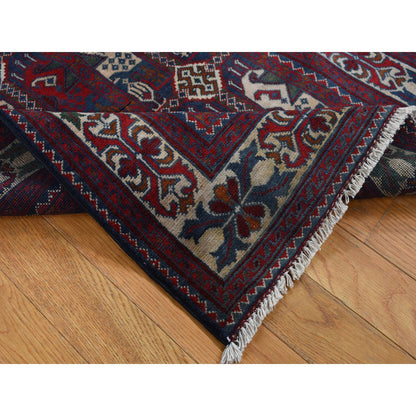 Tribal & Geometric Wool Hand Knotted Rug Red Ivory 2.6X9.4 -O087727