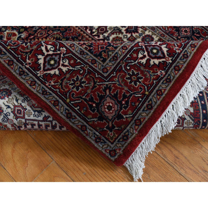Fine Oriental Wool Hand Knotted Rug Ivory Red 2.9X11.4 -O087728