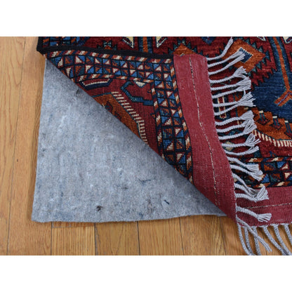 Tribal & Geometric Wool Hand Knotted Rug Red Blue 5.1X6.6 -O087732