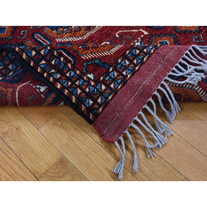 Tribal & Geometric Wool Hand Knotted Rug Red Blue 5.1X6.6 -O087732