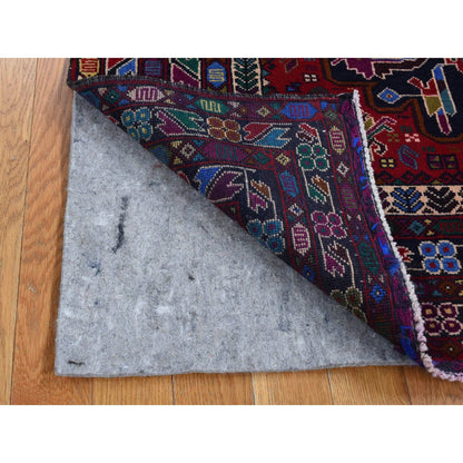 Tribal & Geometric Wool Hand Knotted Rug Red Blue 3.10X6.5 -O087734