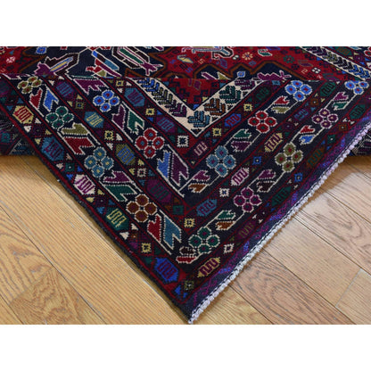 Tribal & Geometric Wool Hand Knotted Rug Red Blue 3.10X6.5 -O087734