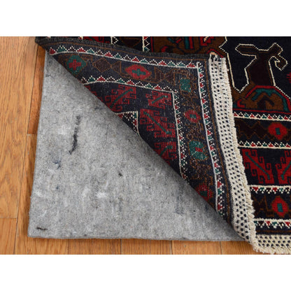 Tribal & Geometric Wool Hand Knotted Rug Blue Red 3.10X6.9 -O087735