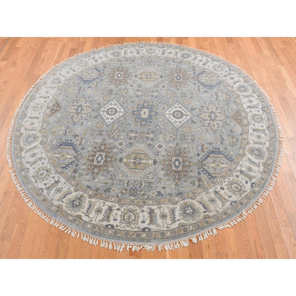 Heriz Wool Hand Knotted Rug Grey Ivory 8.1X8.1 -O087737