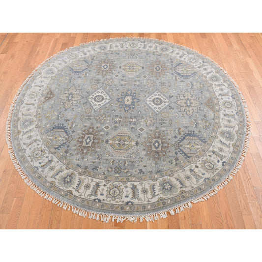 Heriz Wool Hand Knotted Rug Grey Ivory 8.1X8.1 -O087737
