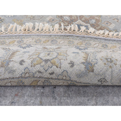 Heriz Wool Hand Knotted Rug Grey Ivory 8.1X8.1 -O087737