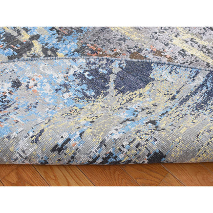Modern and Contemporary Wool & Silk Hand Knotted Rug Grey 10.1x10.1 -O087739