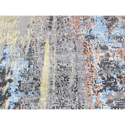 Modern and Contemporary Wool & Silk Hand Knotted Rug Grey 10.1x10.1 -O087739