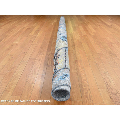Modern and Contemporary Wool & Silk Hand Knotted Rug Grey 10.1x10.1 -O087739