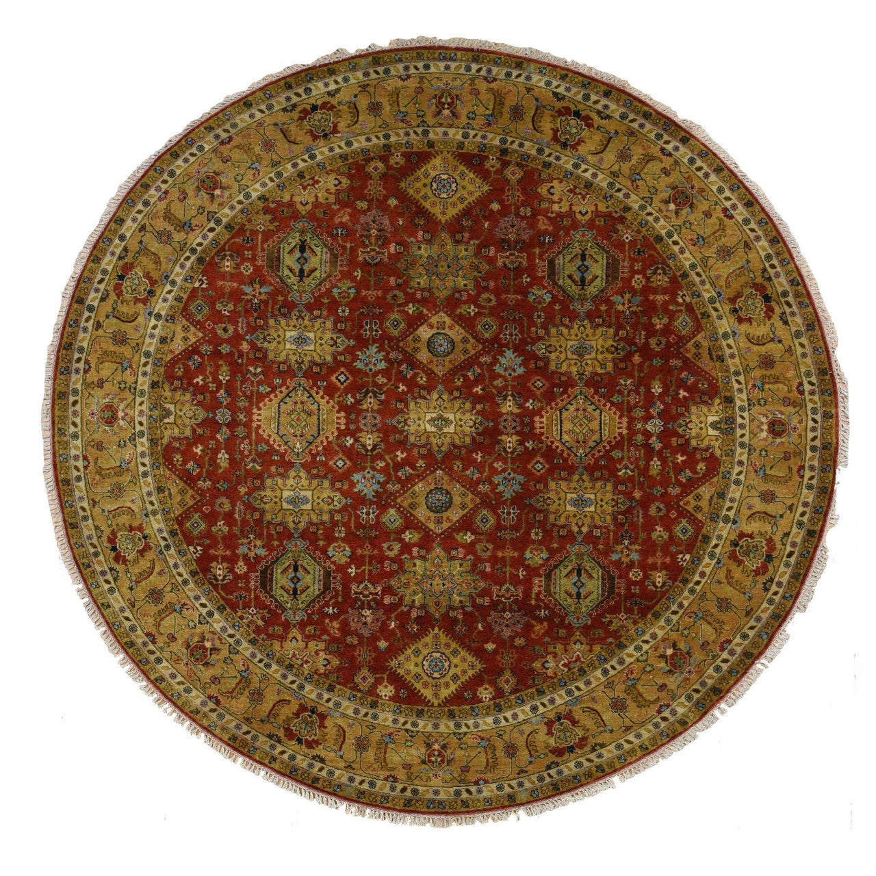 Red 9'10" x 9'10" Heriz Hand knotted Wool Rug - Sku: O087740