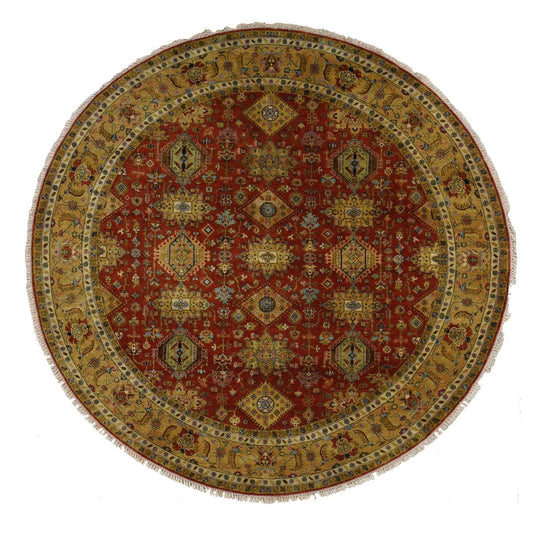 Heriz Wool Hand Knotted Rug Red Gold 9.10X9.10 -O087740