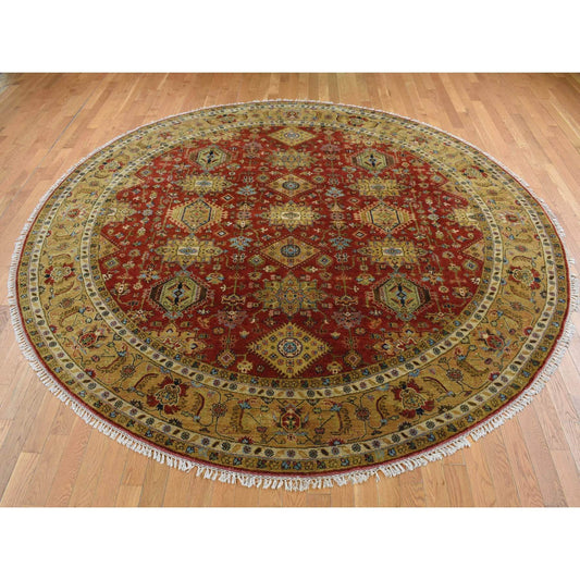 Heriz Wool Hand Knotted Rug Red Gold 9.10X9.10 -O087740