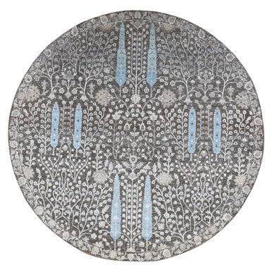 Transitional Wool & Silk Hand Knotted Rug Brown No Border 9.10X9.10 -O087741