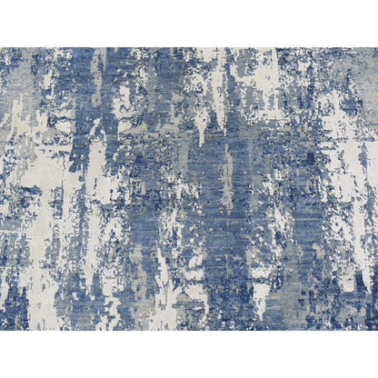 Modern and Contemporary Wool & Silk Hand Knotted Rug Blue No Border 10.0X10.0 -O087742