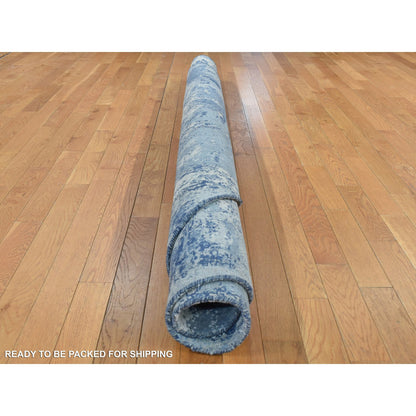 Modern and Contemporary Wool & Silk Hand Knotted Rug Blue 10.0x10.0 -O087742