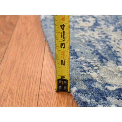 Modern and Contemporary Wool & Silk Hand Knotted Rug Blue 10.0x10.0 -O087742