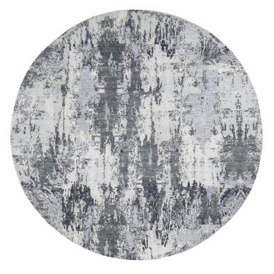 Modern and Contemporary Wool & Silk Hand Knotted Rug Grey No Border 8.1X8.1 -O087743