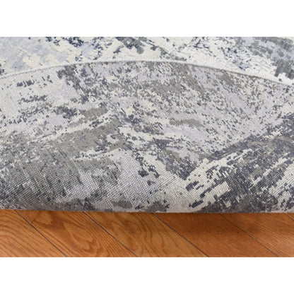 Modern and Contemporary Wool & Silk Hand Knotted Rug Grey No Border 8.1X8.1 -O087743