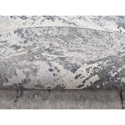Modern and Contemporary Wool & Silk Hand Knotted Rug Grey No Border 8.1X8.1 -O087743