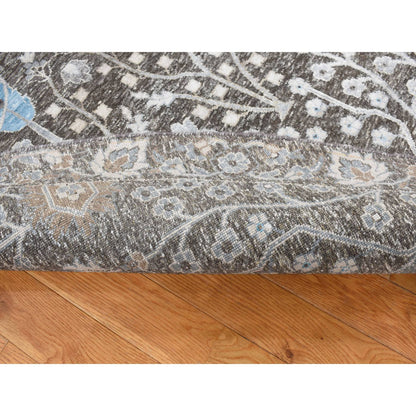Transitional Wool & Silk Hand Knotted Rug Brown 8.0x8.0 -O087744