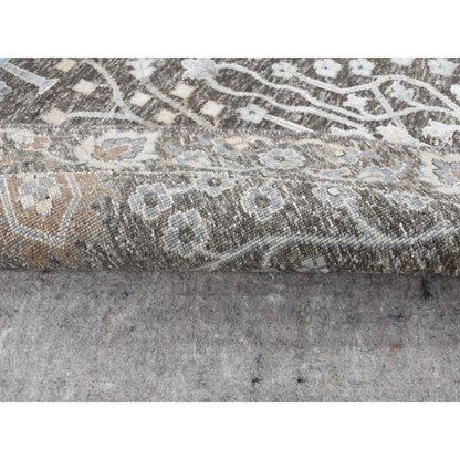 Transitional Wool & Silk Hand Knotted Rug Brown 8.0x8.0 -O087744
