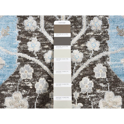 Transitional Wool & Silk Hand Knotted Rug Brown 8.0x8.0 -O087744