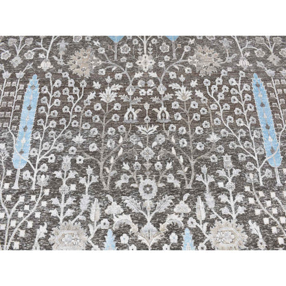 Transitional Wool & Silk Hand Knotted Rug Brown 8.0x8.0 -O087744