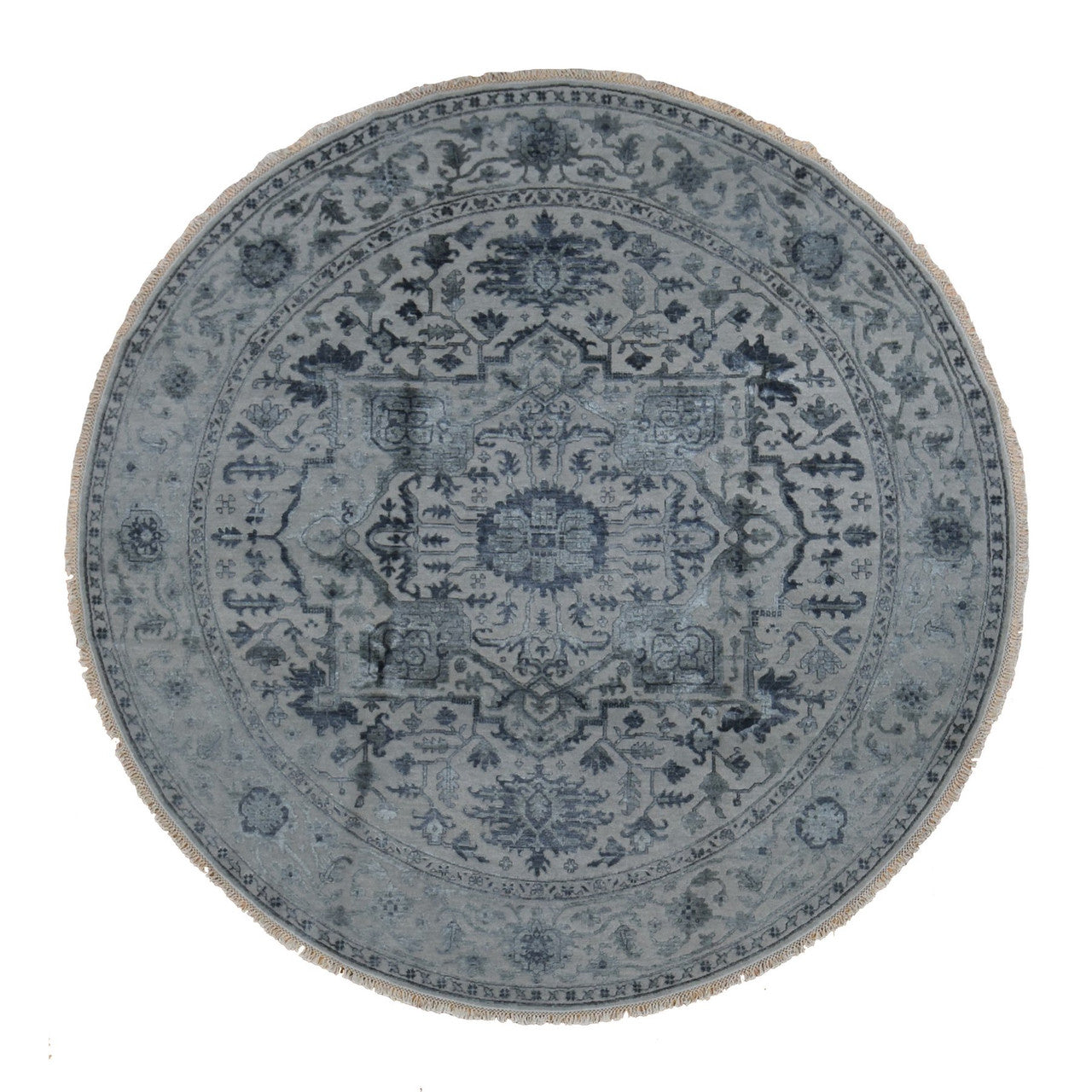 Gray 10'0" x 10'0" Heriz Hand knotted Wool/Silk Rug -O087747