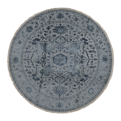 Heriz Wool & Silk Hand Knotted Rug Grey No Border 10.0X10.0 -O087747