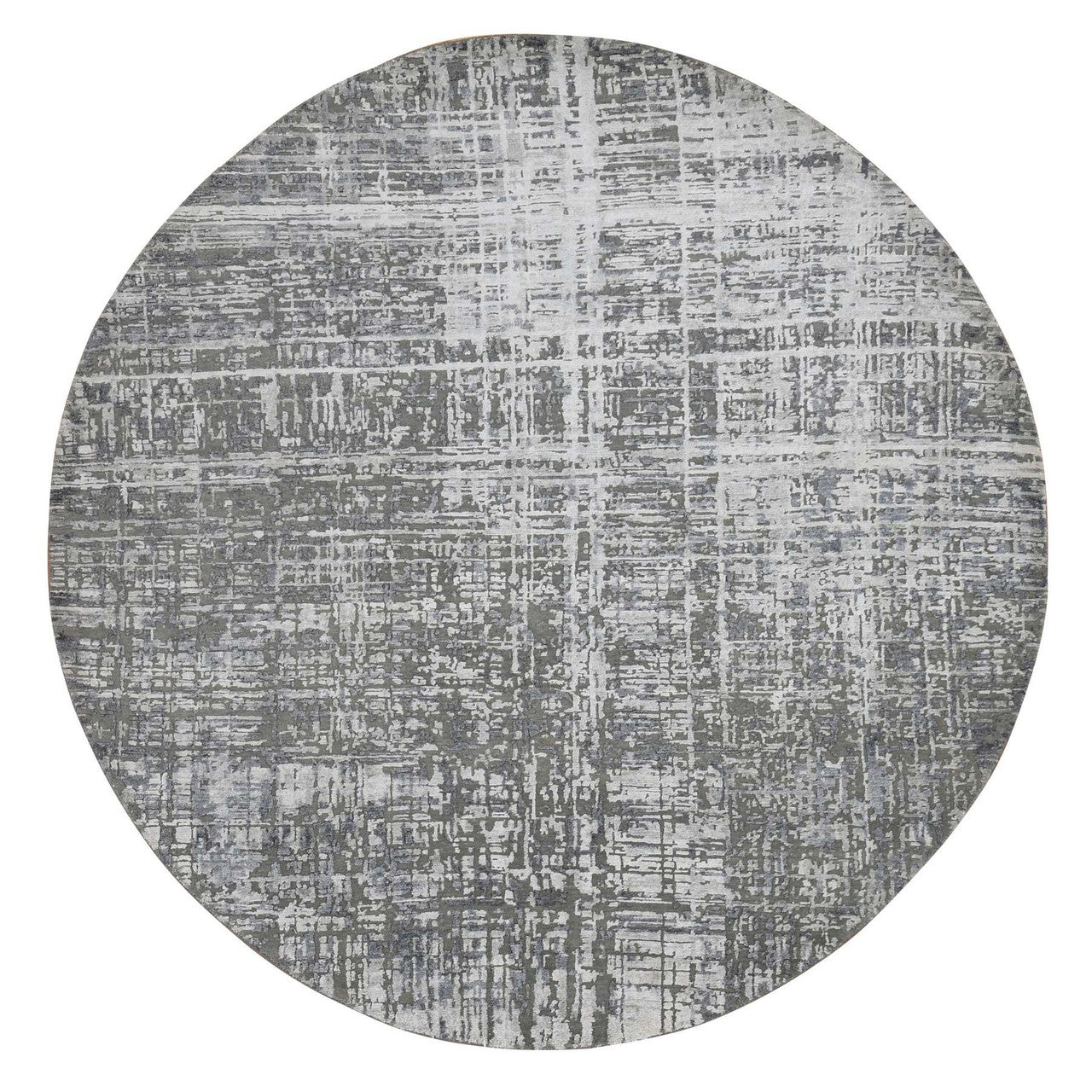 Gray 10'3" x 10'3" Modern and Contemporary Hand knotted Wool/Silk Rug - Sku: O087749