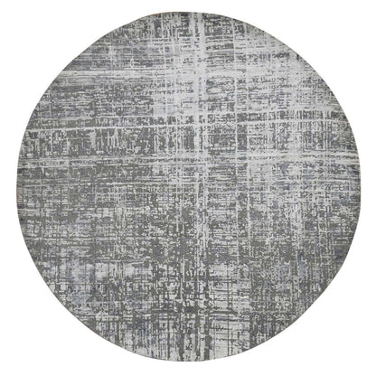 Modern and Contemporary Wool & Silk Hand Knotted Rug Grey No Border 10.3X10.3 -O087749