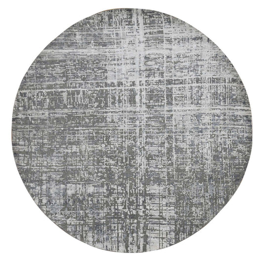 Modern and Contemporary Wool & Silk Hand Knotted Rug Grey No Border 10.3X10.3 -O087749