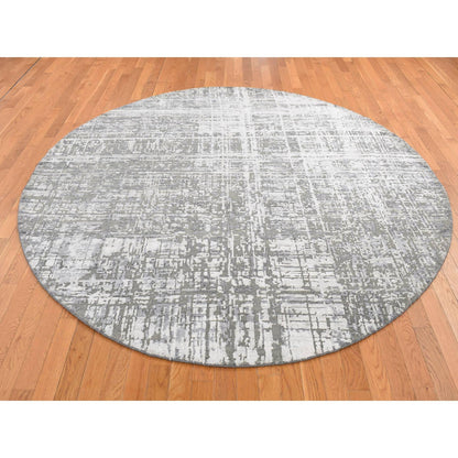 Modern and Contemporary Wool & Silk Hand Knotted Rug Grey No Border 10.3X10.3 -O087749