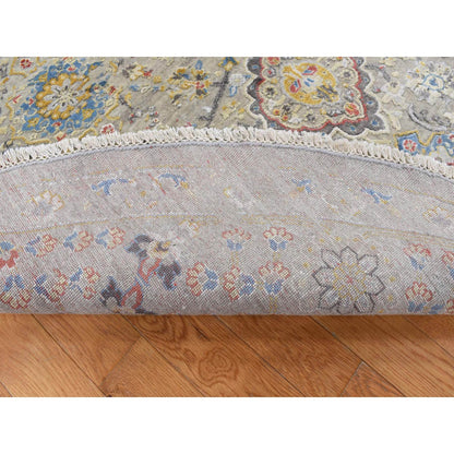 Transitional Wool & Silk Hand Knotted Rug Grey Gray 10.0X10.0 -O087750