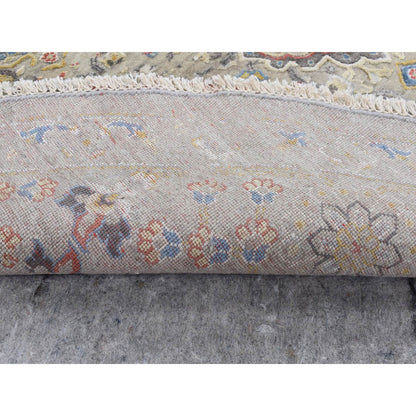 Transitional Wool & Silk Hand Knotted Rug Grey Gray 10.0X10.0 -O087750