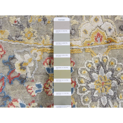Transitional Wool & Silk Hand Knotted Rug Grey Gray 10.0X10.0 -O087750