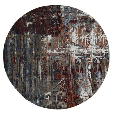Modern and Contemporary Wool & Silk Hand Knotted Rug Grey No Border 8.0X8.0 -O087751