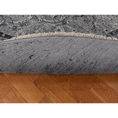 Transitional Wool & Silk Hand Knotted Rug Grey Gray 9.10X9.10 -O087753