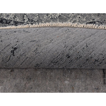 Transitional Wool & Silk Hand Knotted Rug Grey Gray 9.10X9.10 -O087753