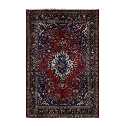 Persian Wool Hand Knotted Rug Red Black 6.8X10.4 -O087756