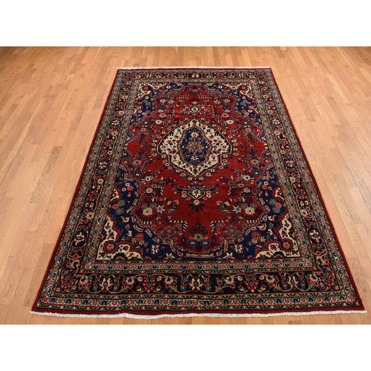 Persian Wool Hand Knotted Rug Red Black 6.8X10.4 -O087756