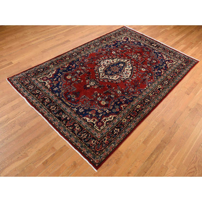 Persian Wool Hand Knotted Rug Red Black 6.8X10.4 -O087756