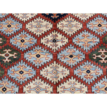 Kazak Wool Hand Knotted Rug Red Yellow 4.0X5.7 -O087759