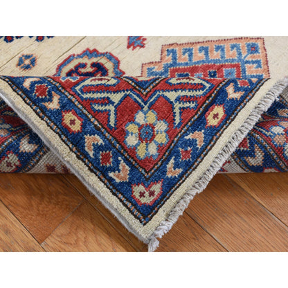 Kazak Wool Hand Knotted Rug Ivory Red 3.0X4.7 -O087765