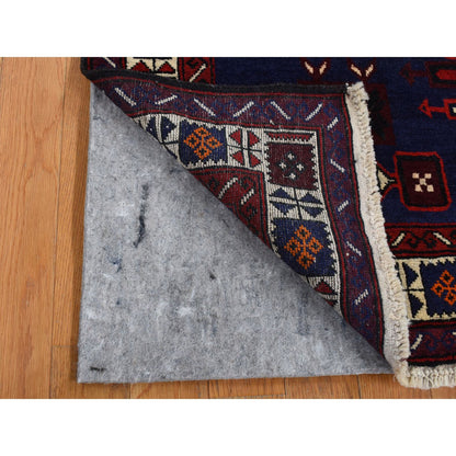 Tribal & Geometric Wool Hand Knotted Rug Blue Ivory 3.0X4.6 -O087772