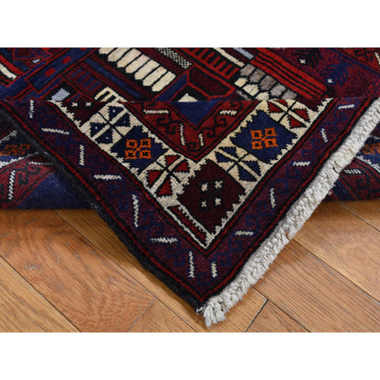Tribal & Geometric Wool Hand Knotted Rug Blue Ivory 3.0X4.6 -O087772