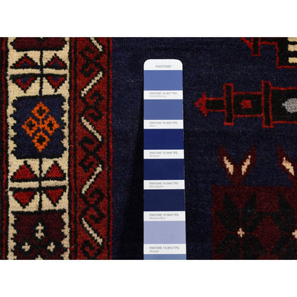 Tribal & Geometric Wool Hand Knotted Rug Blue Ivory 3.0X4.6 -O087772