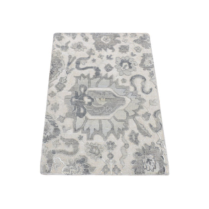 Modern and Contemporary Wool & Silk Hand Knotted Rug Grey No Border 2.0X3.2 -O087779