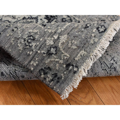 Transitional Wool & Silk Hand Knotted Rug Grey Gray 2.1X3.1 -O087781